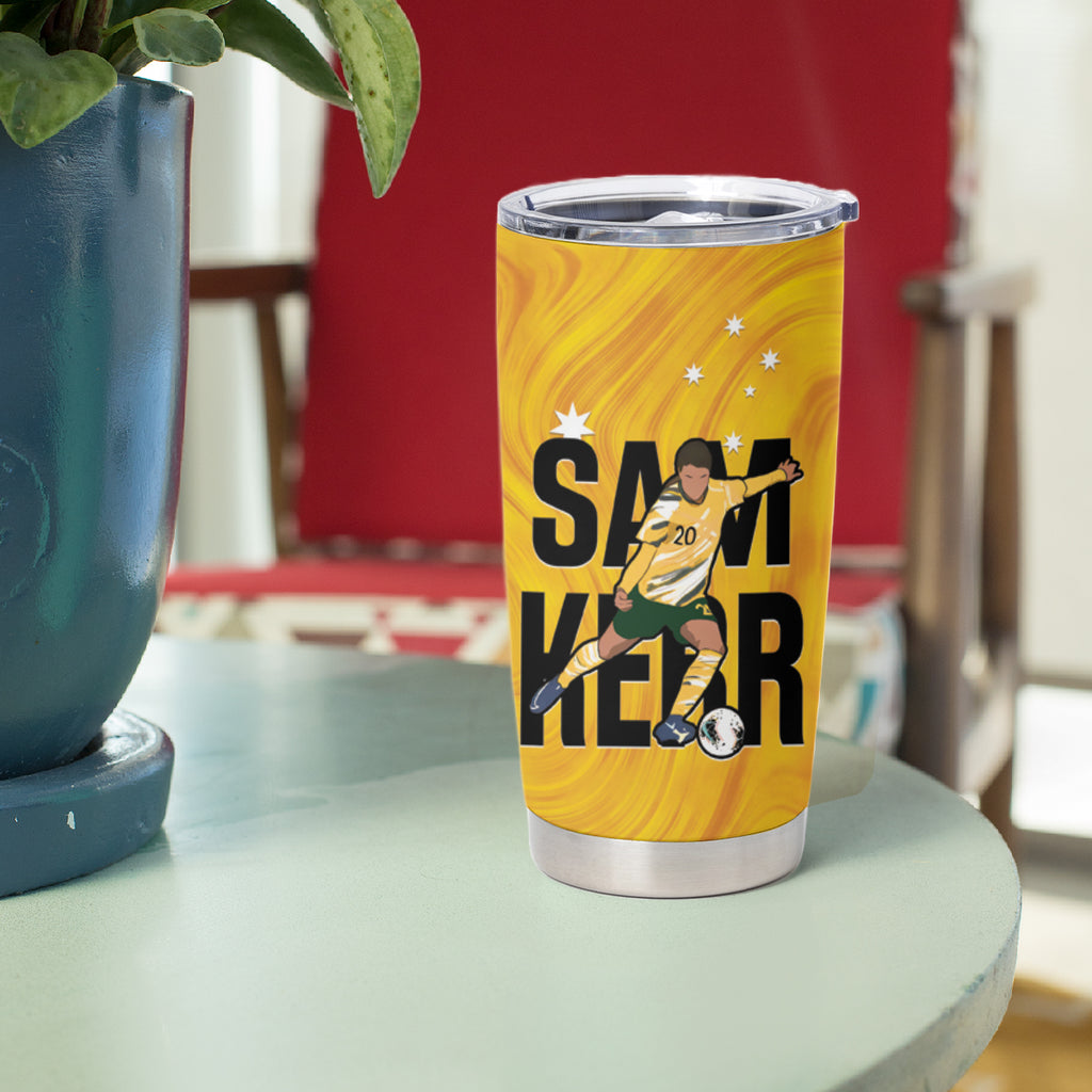 Australia Soccer Tumbler Cup Sam Kerr Matildas Proud Yellow