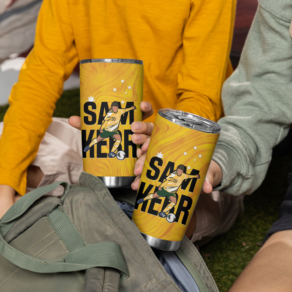 Australia Soccer Tumbler Cup Sam Kerr Matildas Proud Yellow