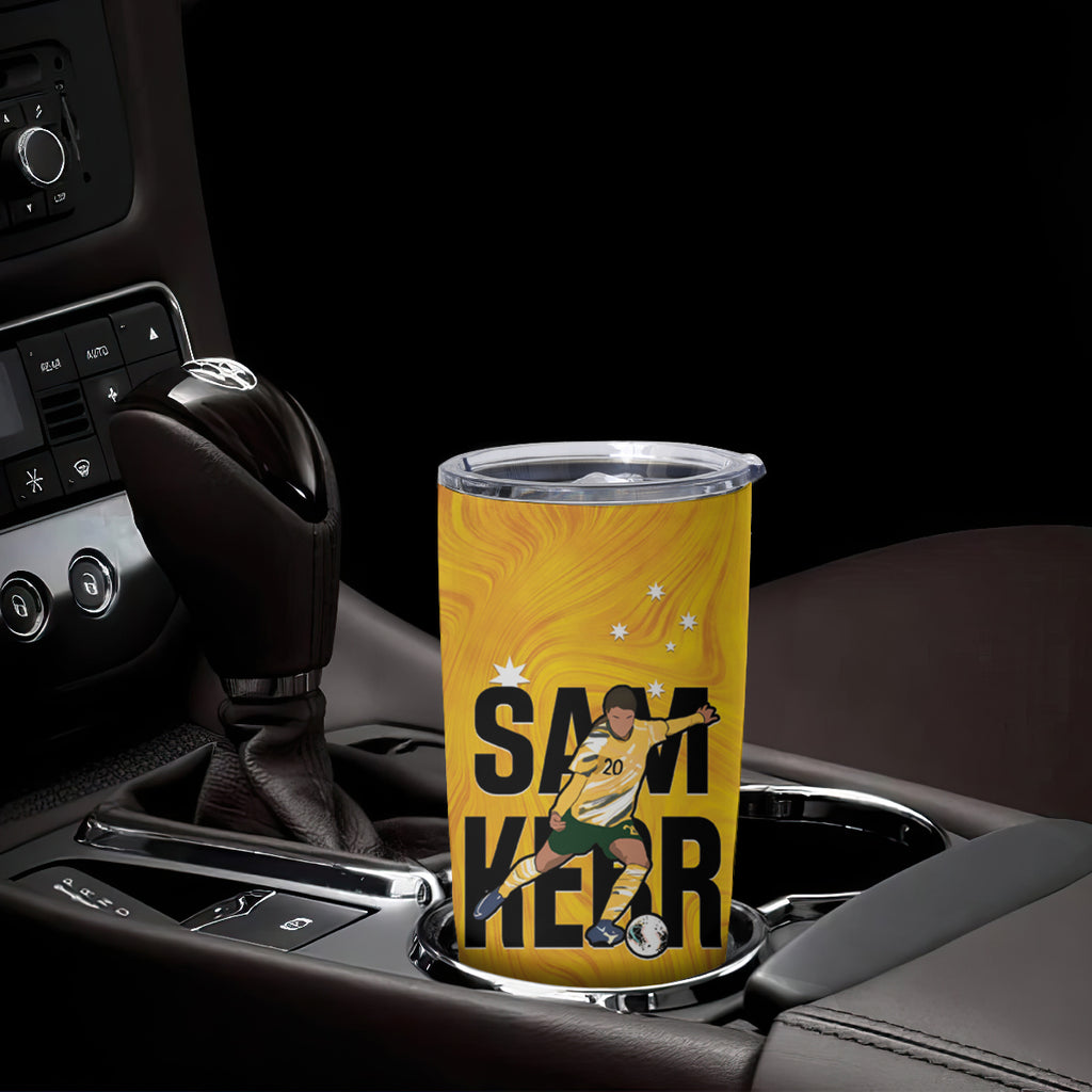 Australia Soccer Tumbler Cup Sam Kerr Matildas Proud Yellow