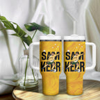 Australia Soccer Tumbler With Handle Sam Kerr Matildas Proud Yellow