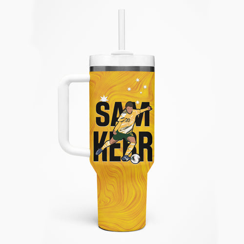 Australia Soccer Tumbler With Handle Sam Kerr Matildas Proud Yellow