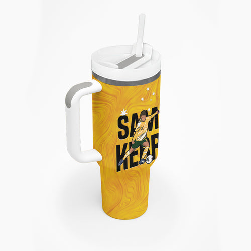Australia Soccer Tumbler With Handle Sam Kerr Matildas Proud Yellow