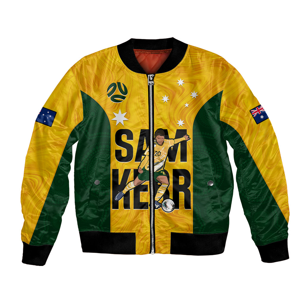 custom-australia-soccer-bomber-jacket-sam-kerr-matildas-proud-2023-world-cup-yellow