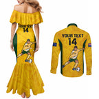custom-australia-soccer-couples-matching-mermaid-dress-and-long-sleeve-button-shirts-sam-kerr-matildas-proud-2023-world-cup-yellow