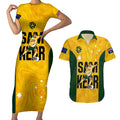 custom-australia-soccer-couples-matching-short-sleeve-bodycon-dress-and-hawaiian-shirt-sam-kerr-matildas-proud-2023-world-cup-yellow