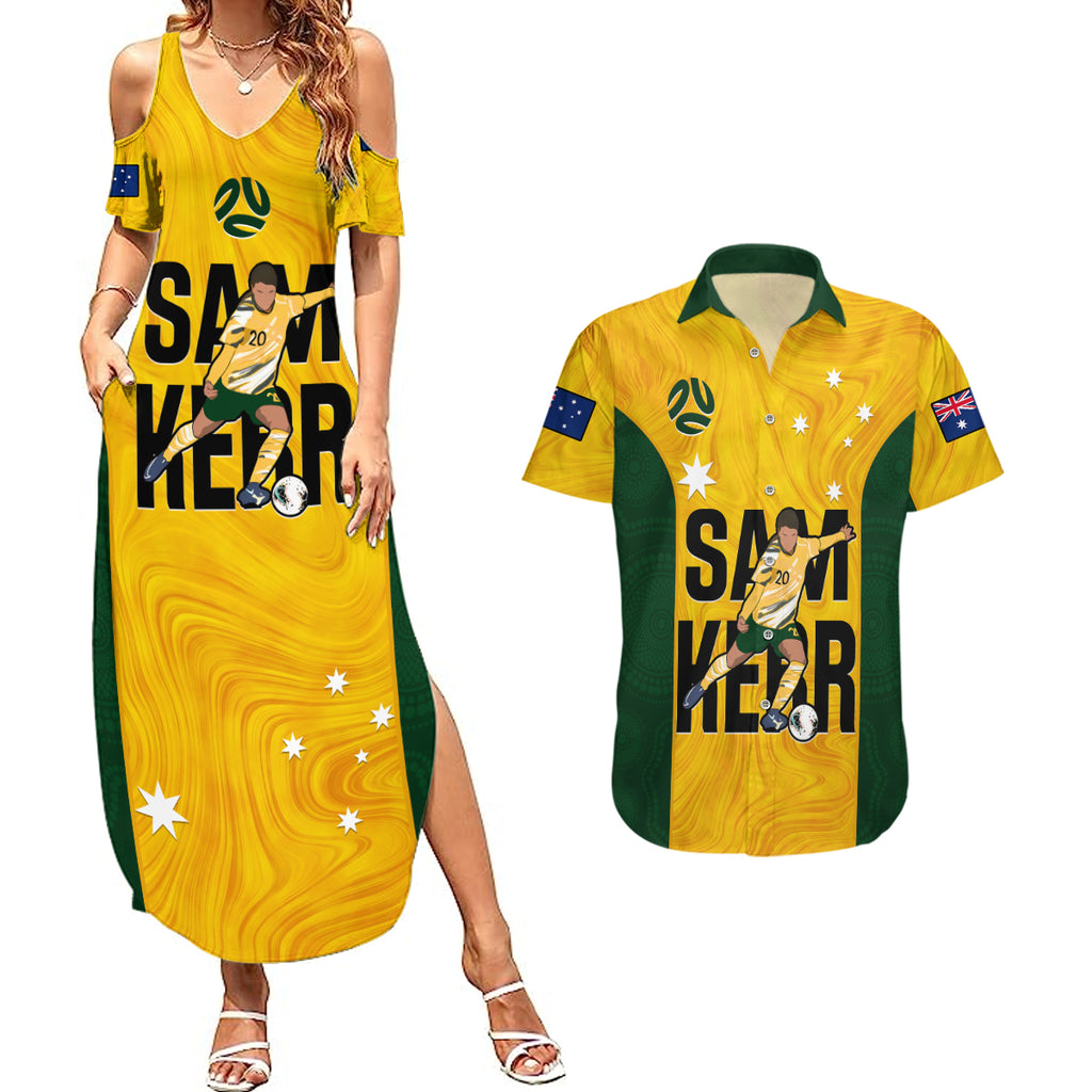 custom-australia-soccer-couples-matching-summer-maxi-dress-and-hawaiian-shirt-sam-kerr-matildas-proud-2023-world-cup-yellow