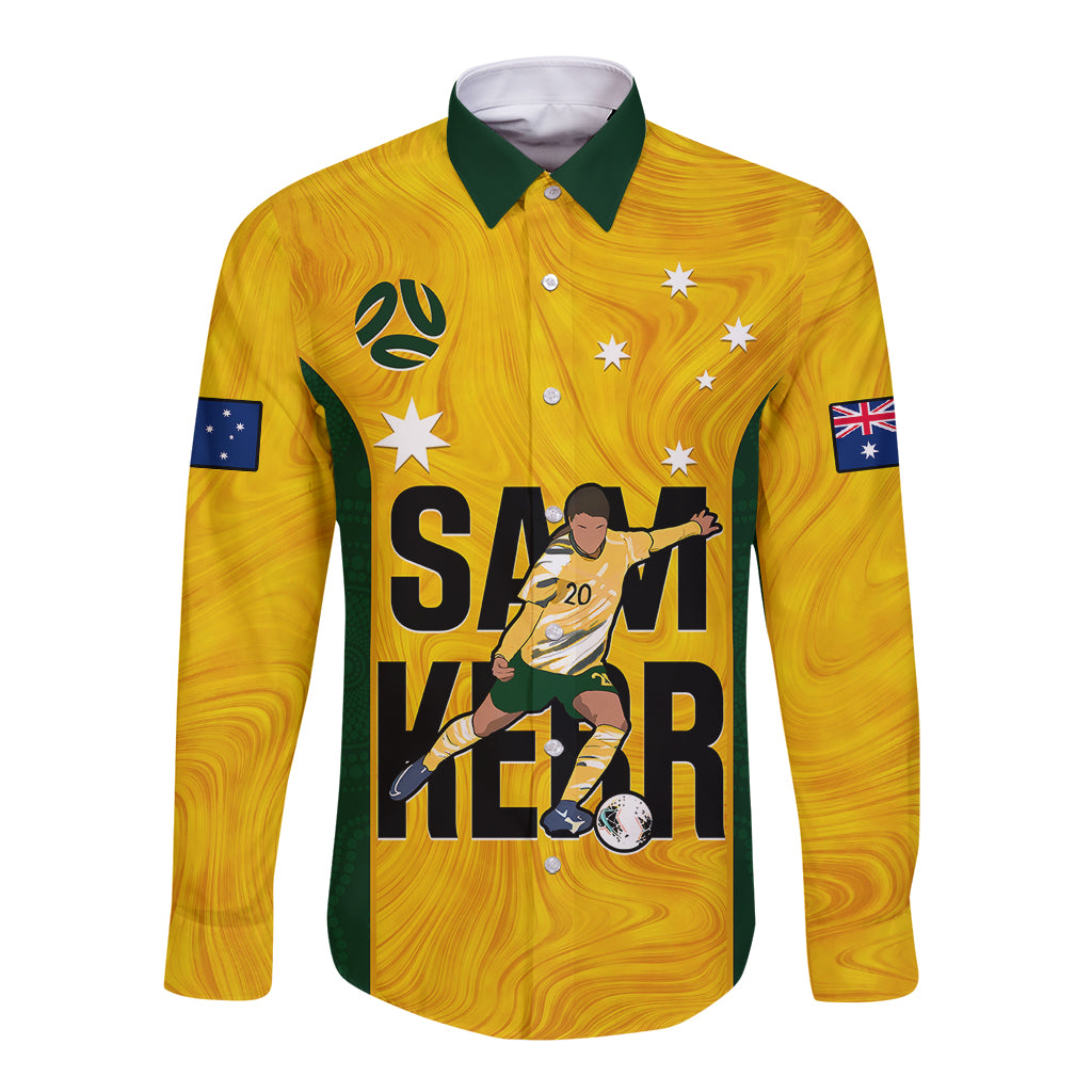 custom-australia-soccer-long-sleeve-button-shirt-sam-kerr-matildas-proud-2023-world-cup-yellow