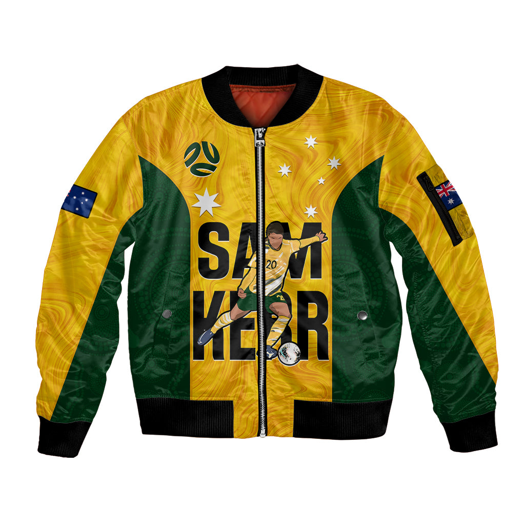 custom-australia-soccer-sleeve-zip-bomber-jacket-sam-kerr-matildas-proud-2023-world-cup-yellow