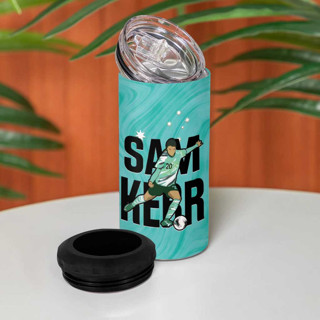 Australia Soccer 4 in 1 Can Cooler Tumbler Sam Kerr Matildas Proud Turquoise