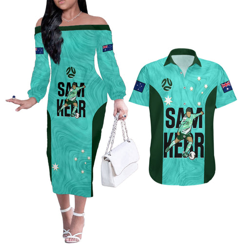 australia-soccer-couples-matching-off-the-shoulder-long-sleeve-dress-and-hawaiian-shirt-sam-kerr-matildas-proud-2023-world-cup-turquoise