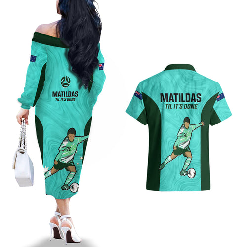 australia-soccer-couples-matching-off-the-shoulder-long-sleeve-dress-and-hawaiian-shirt-sam-kerr-matildas-proud-2023-world-cup-turquoise