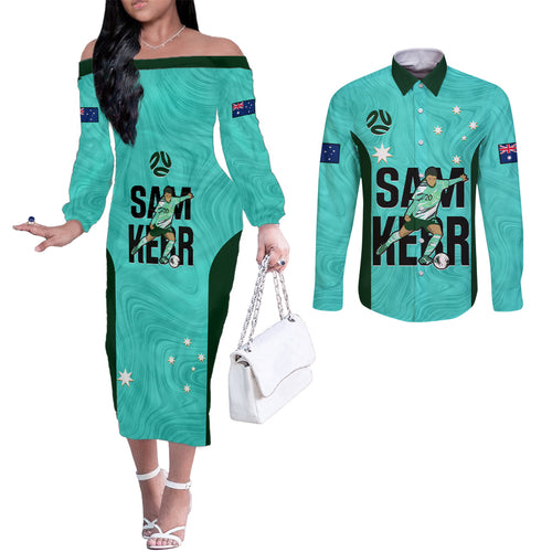 australia-soccer-couples-matching-off-the-shoulder-long-sleeve-dress-and-long-sleeve-button-shirts-sam-kerr-matildas-proud-2023-world-cup-turquoise