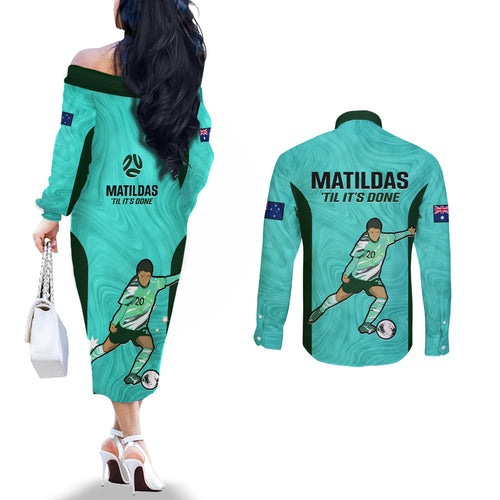australia-soccer-couples-matching-off-the-shoulder-long-sleeve-dress-and-long-sleeve-button-shirts-sam-kerr-matildas-proud-2023-world-cup-turquoise