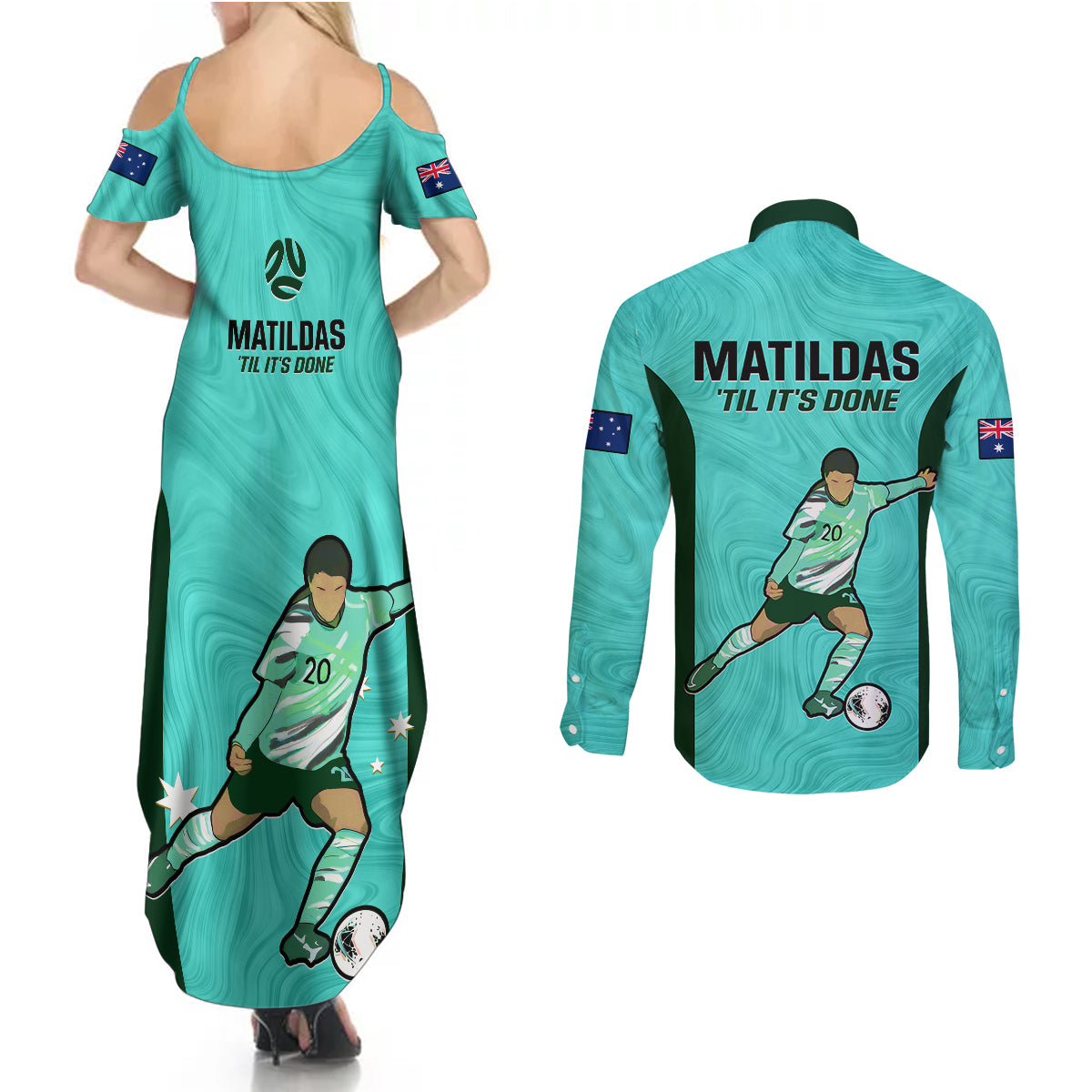 australia-soccer-couples-matching-summer-maxi-dress-and-long-sleeve-button-shirts-sam-kerr-matildas-proud-2023-world-cup-turquoise