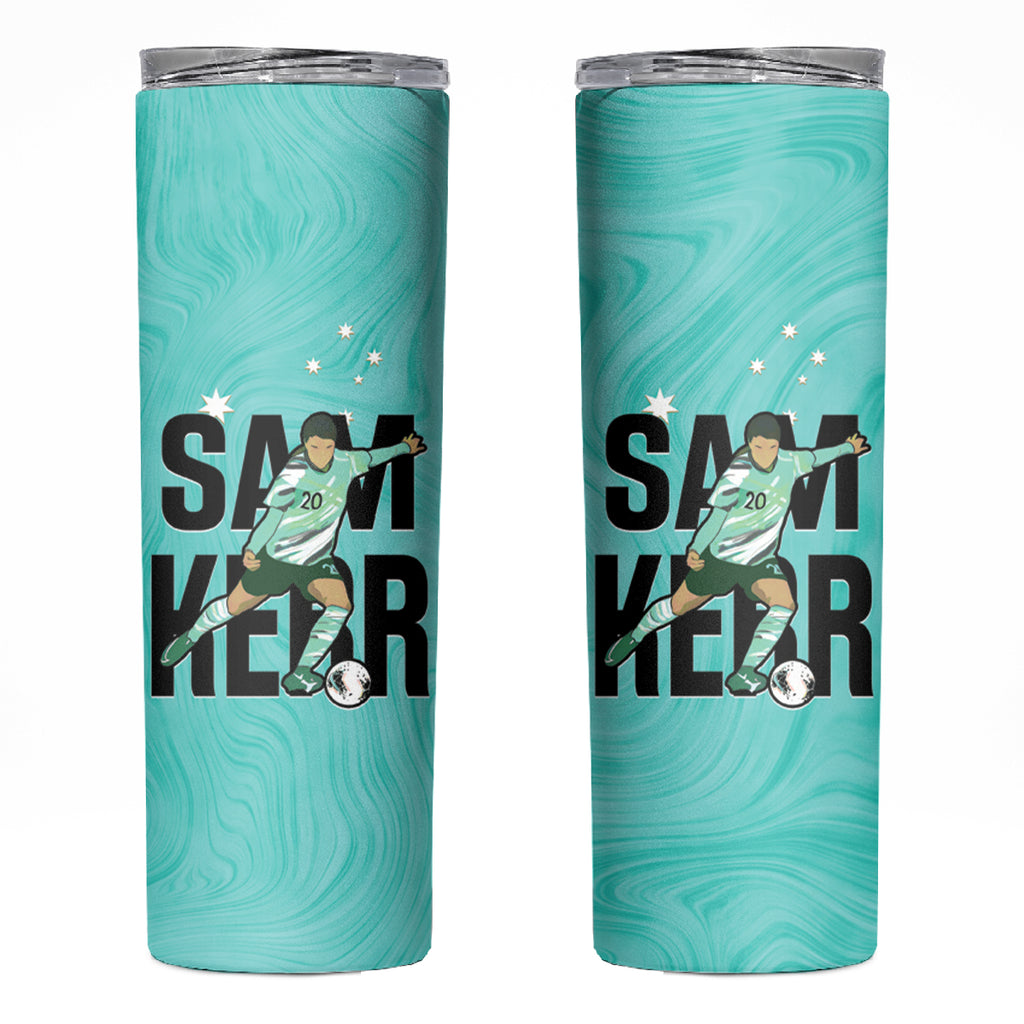 Australia Soccer Skinny Tumbler Sam Kerr Matildas Proud Turquoise