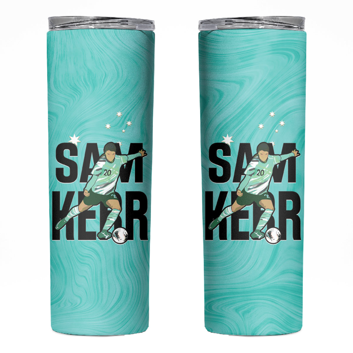 Australia Soccer Skinny Tumbler Sam Kerr Matildas Proud Turquoise