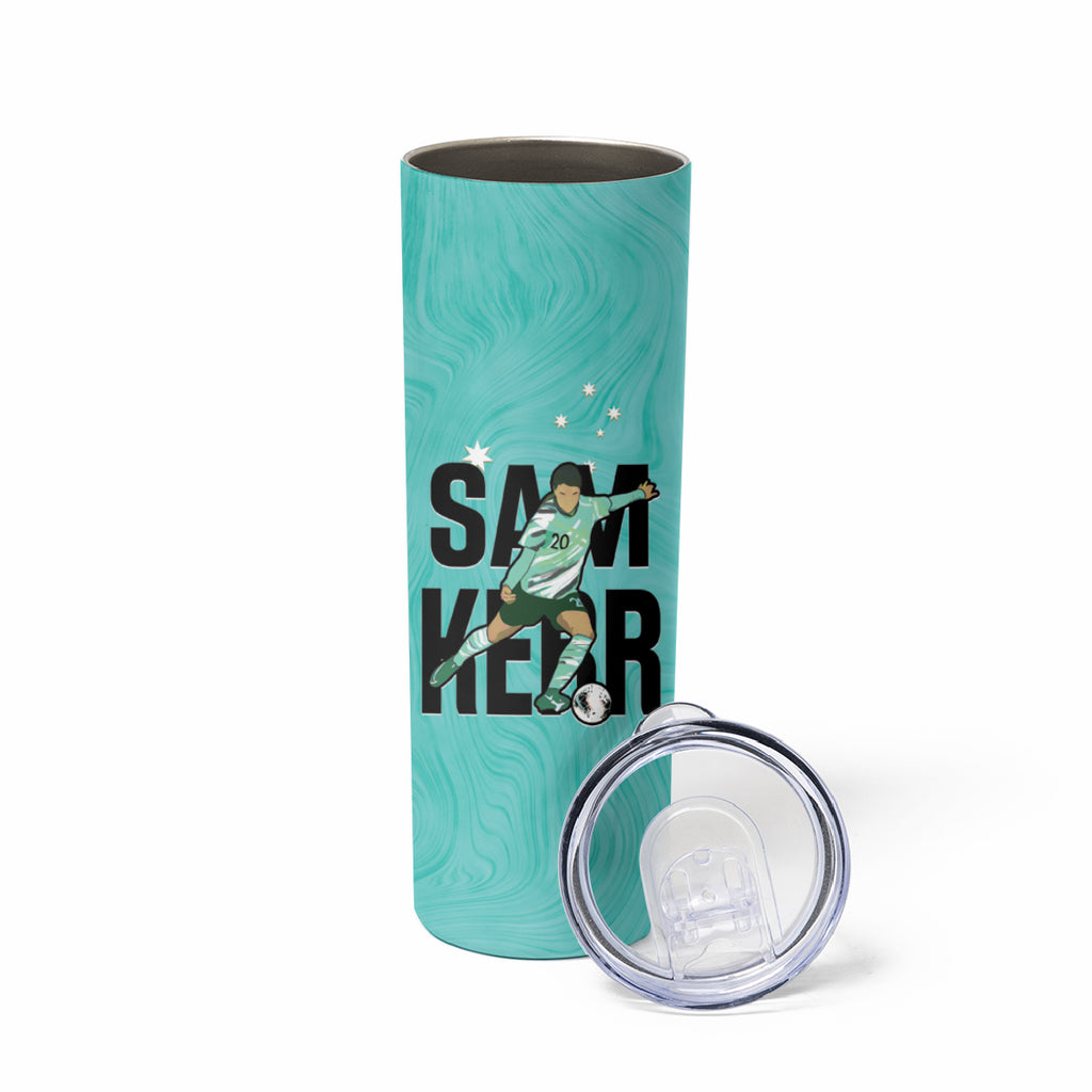 Australia Soccer Skinny Tumbler Sam Kerr Matildas Proud Turquoise