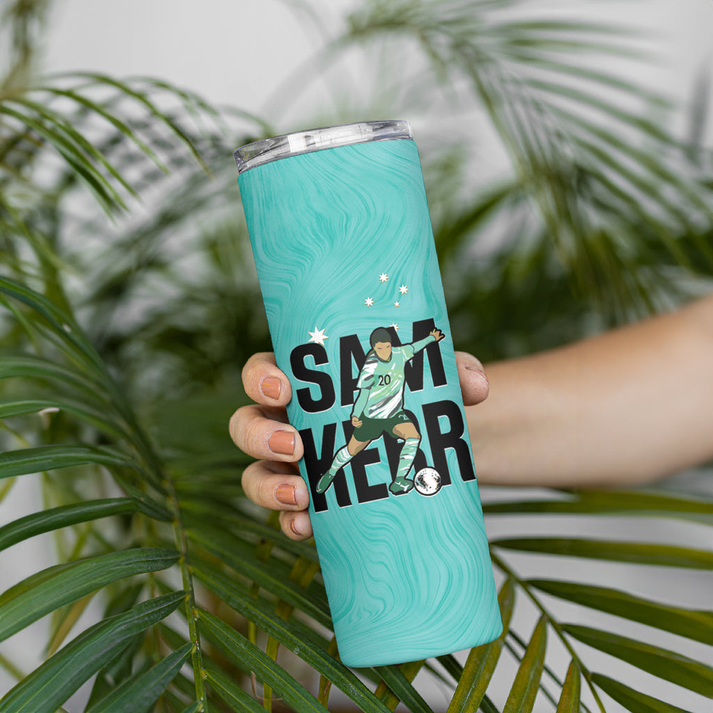 Australia Soccer Skinny Tumbler Sam Kerr Matildas Proud Turquoise