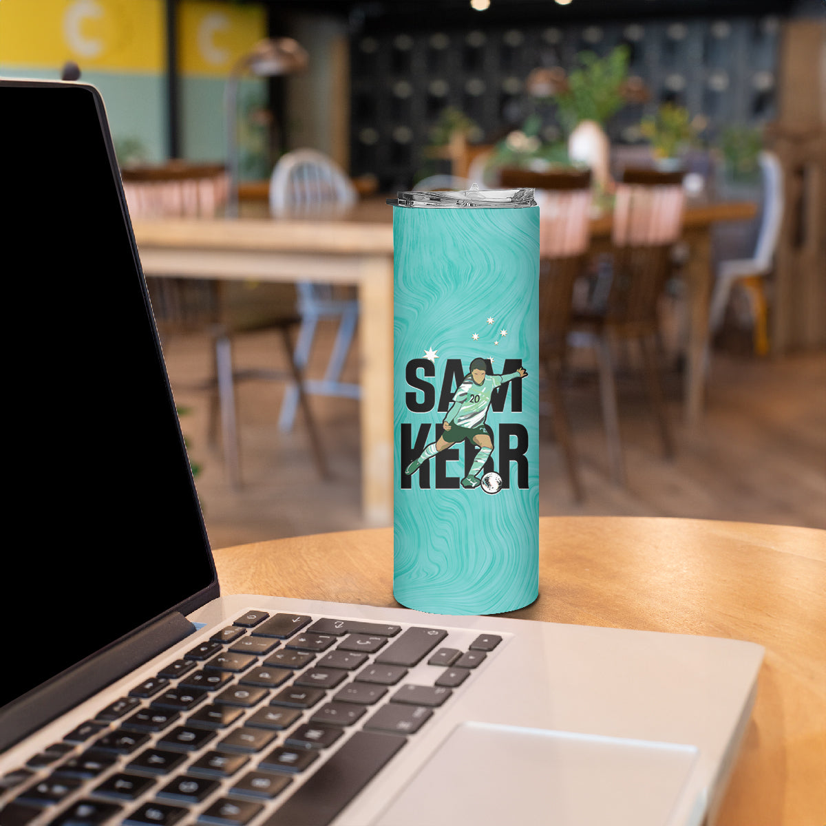 Australia Soccer Skinny Tumbler Sam Kerr Matildas Proud Turquoise