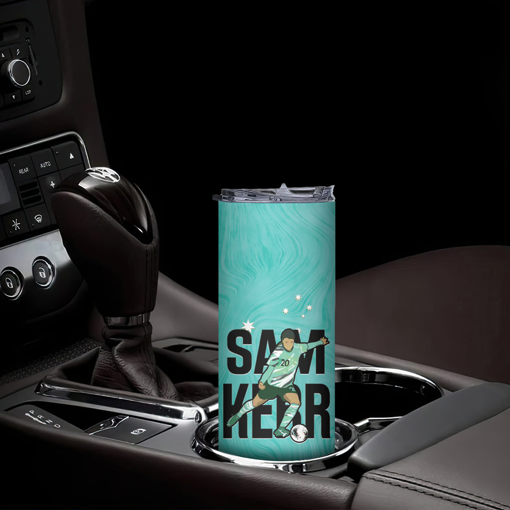Australia Soccer Skinny Tumbler Sam Kerr Matildas Proud Turquoise