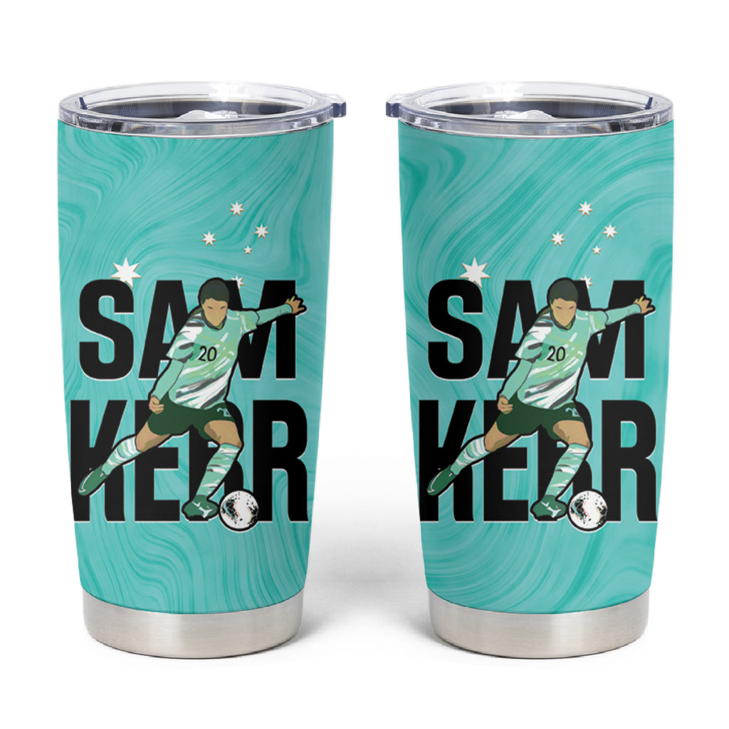 Australia Soccer Tumbler Cup Sam Kerr Matildas Proud Turquoise