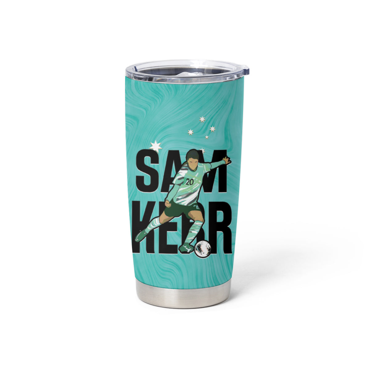 Australia Soccer Tumbler Cup Sam Kerr Matildas Proud Turquoise