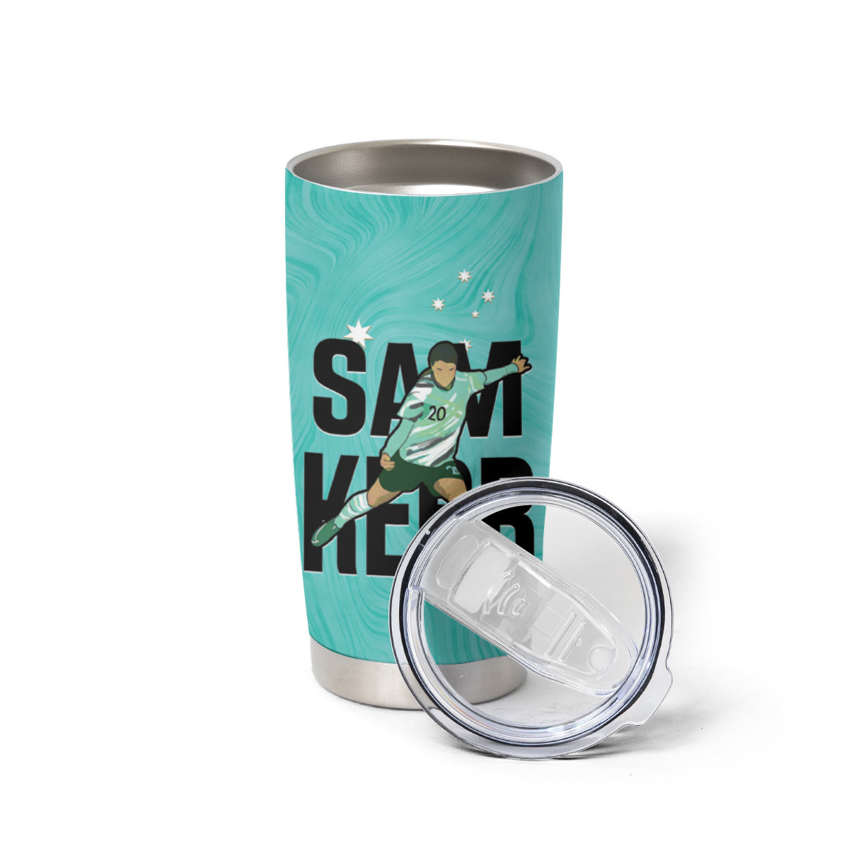 Australia Soccer Tumbler Cup Sam Kerr Matildas Proud Turquoise