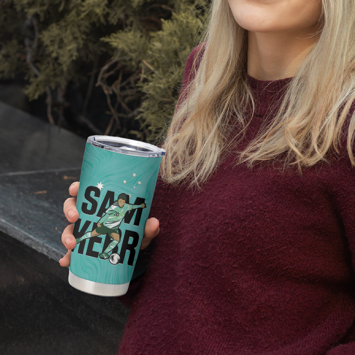 Australia Soccer Tumbler Cup Sam Kerr Matildas Proud Turquoise