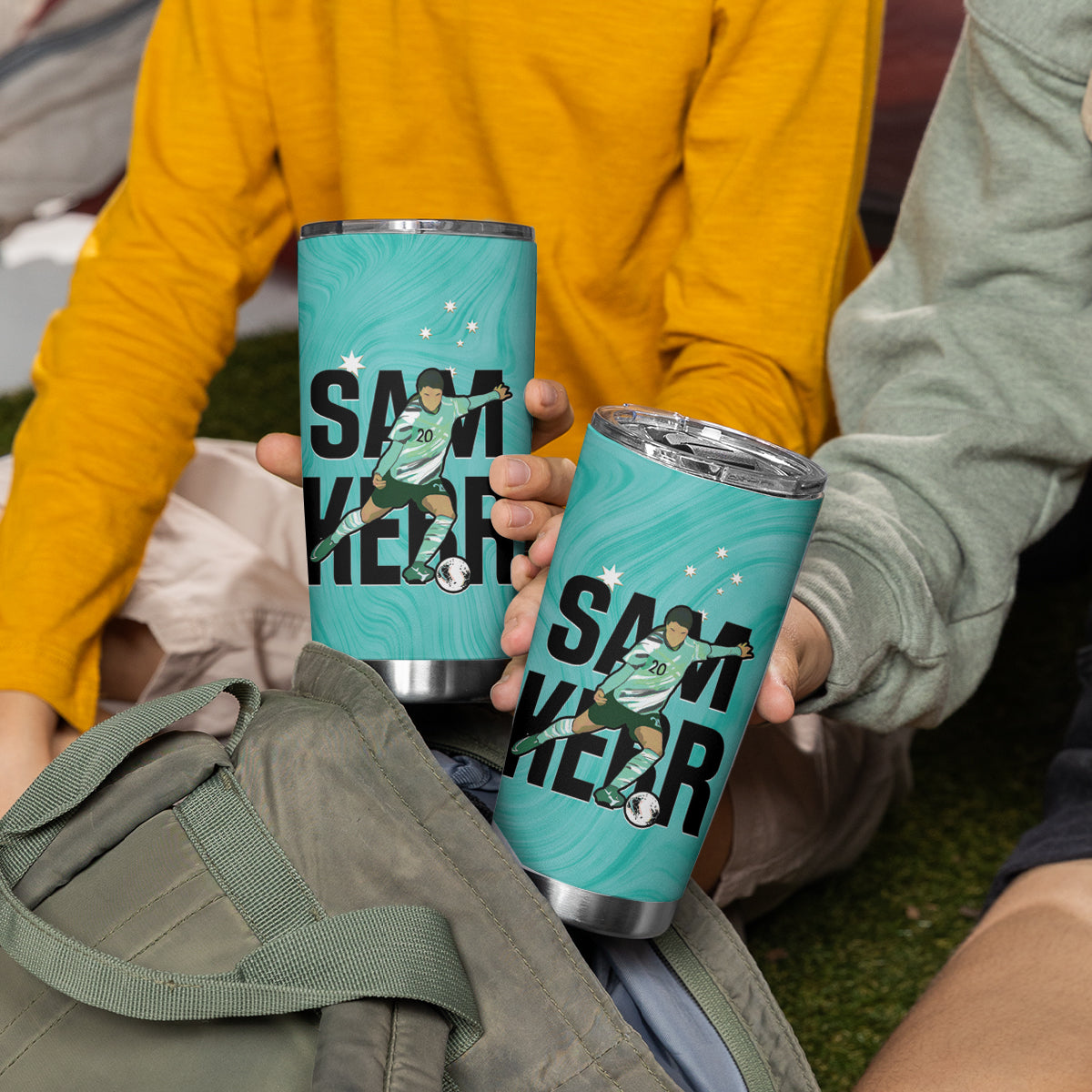 Australia Soccer Tumbler Cup Sam Kerr Matildas Proud Turquoise