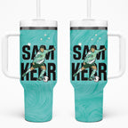 Australia Soccer Tumbler With Handle Sam Kerr Matildas Proud Turquoise