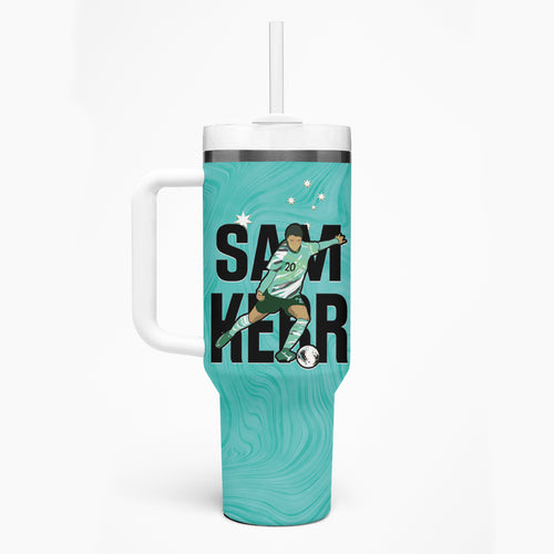 Australia Soccer Tumbler With Handle Sam Kerr Matildas Proud Turquoise