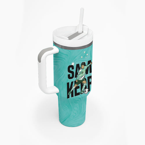 Australia Soccer Tumbler With Handle Sam Kerr Matildas Proud Turquoise