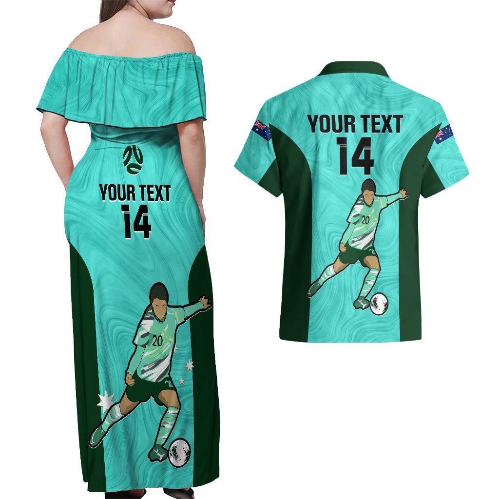 custom-australia-soccer-couples-matching-off-shoulder-maxi-dress-and-hawaiian-shirt-sam-kerr-matildas-proud-2023-world-cup-turquoise