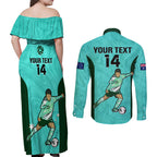 custom-australia-soccer-couples-matching-off-shoulder-maxi-dress-and-long-sleeve-button-shirts-sam-kerr-matildas-proud-2023-world-cup-turquoise
