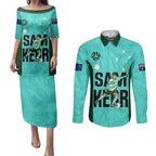 custom-australia-soccer-couples-matching-puletasi-dress-and-long-sleeve-button-shirts-sam-kerr-matildas-proud-2023-world-cup-turquoise