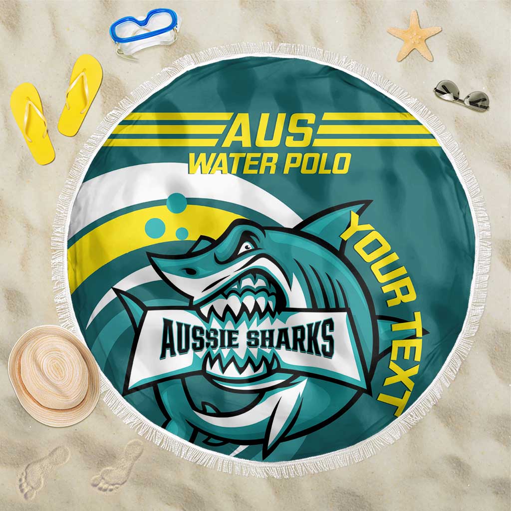Custom Australia Water Polo 2024 Beach Blanket Aussie Shark Sporty Version