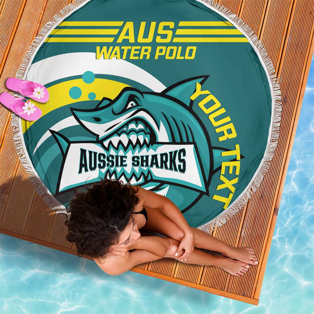 Custom Australia Water Polo 2024 Beach Blanket Aussie Shark Sporty Version