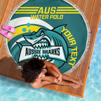 Custom Australia Water Polo 2024 Beach Blanket Aussie Shark Sporty Version