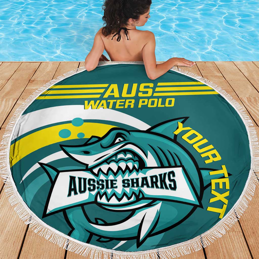 Custom Australia Water Polo 2024 Beach Blanket Aussie Shark Sporty Version
