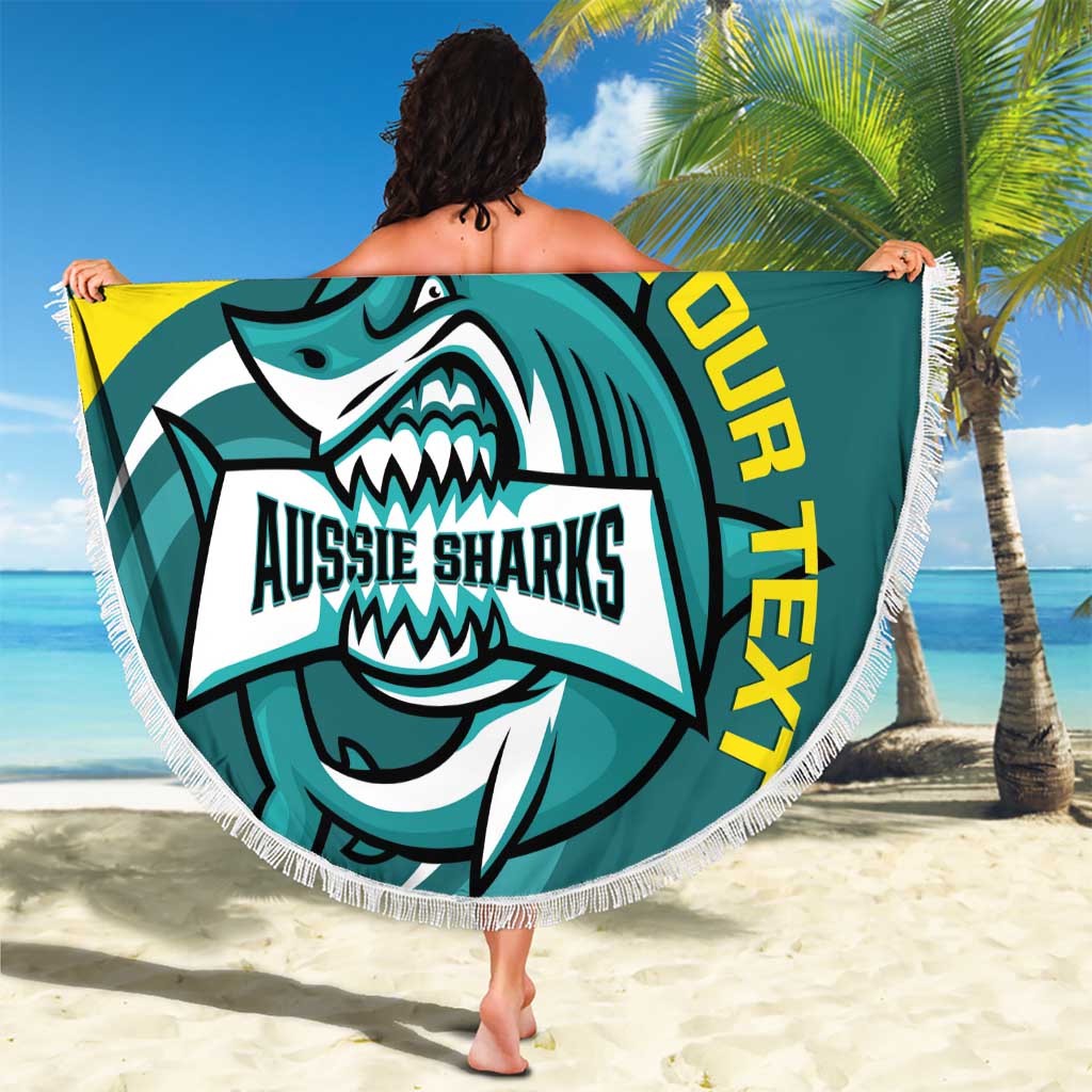 Custom Australia Water Polo 2024 Beach Blanket Aussie Shark Sporty Version