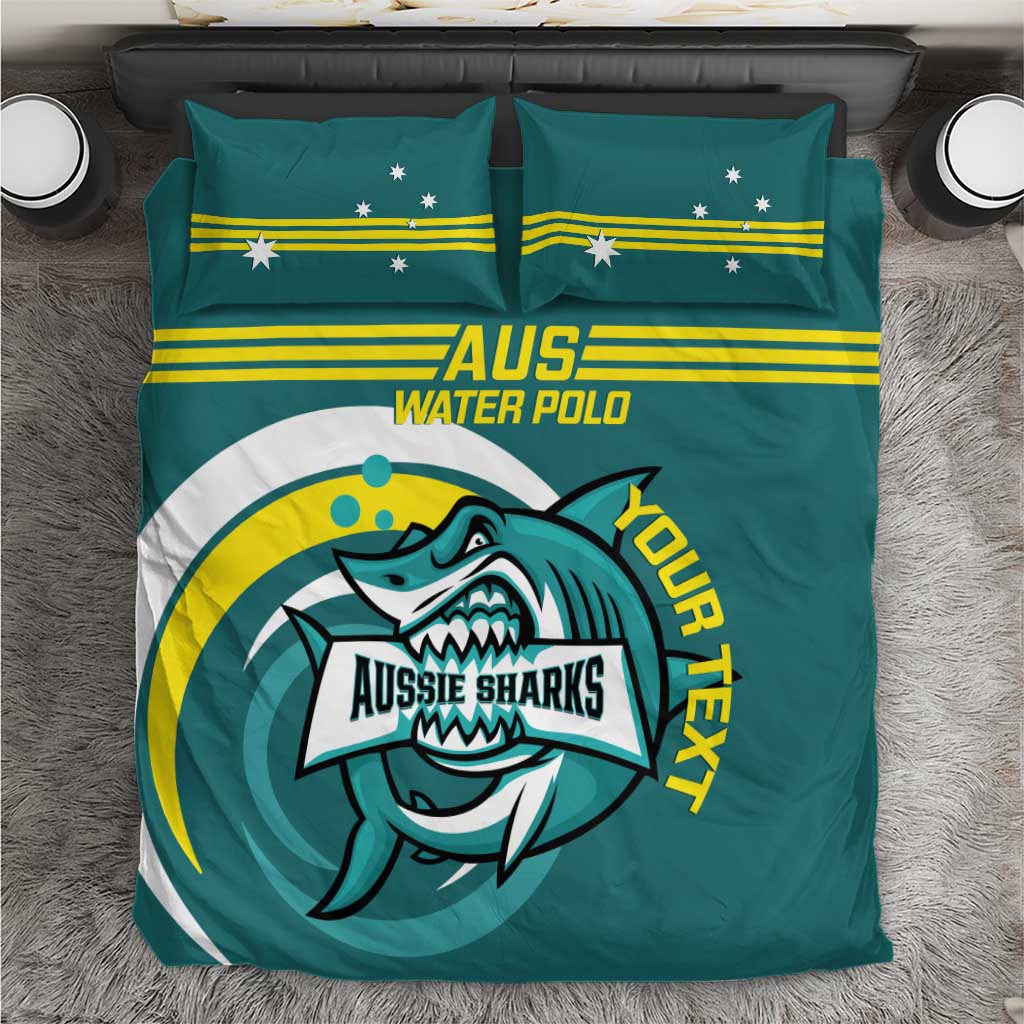 Custom Australia Water Polo 2024 Bedding Set Aussie Shark Sporty Version