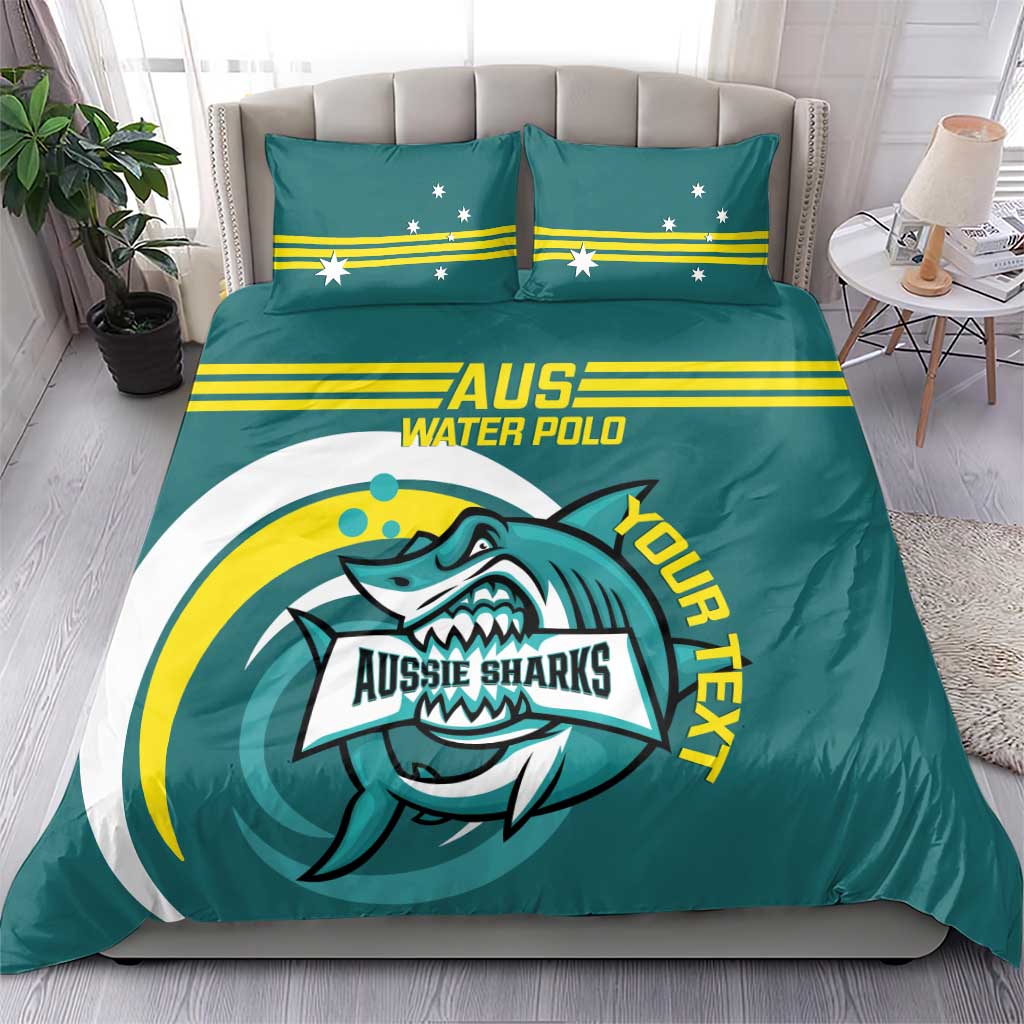 Custom Australia Water Polo 2024 Bedding Set Aussie Shark Sporty Version