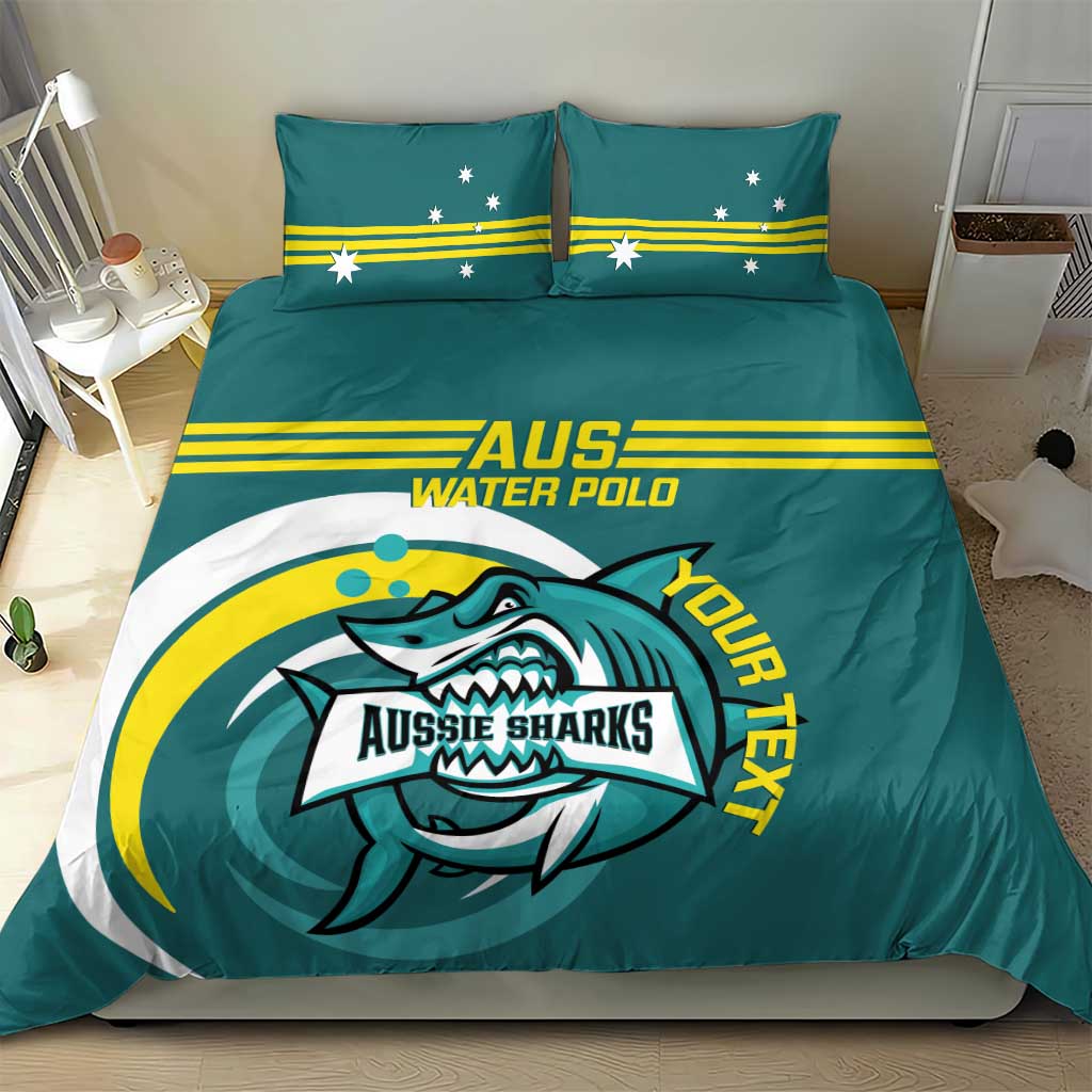Custom Australia Water Polo 2024 Bedding Set Aussie Shark Sporty Version