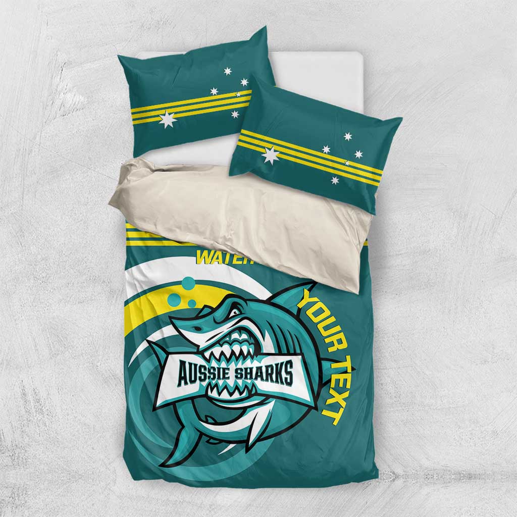 Custom Australia Water Polo 2024 Bedding Set Aussie Shark Sporty Version