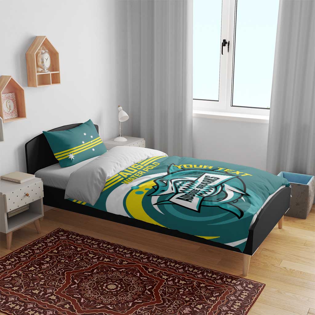 Custom Australia Water Polo 2024 Bedding Set Aussie Shark Sporty Version