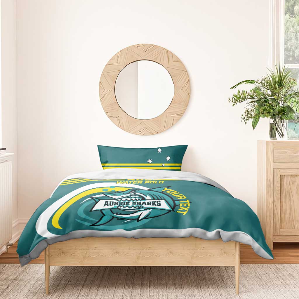 Custom Australia Water Polo 2024 Bedding Set Aussie Shark Sporty Version