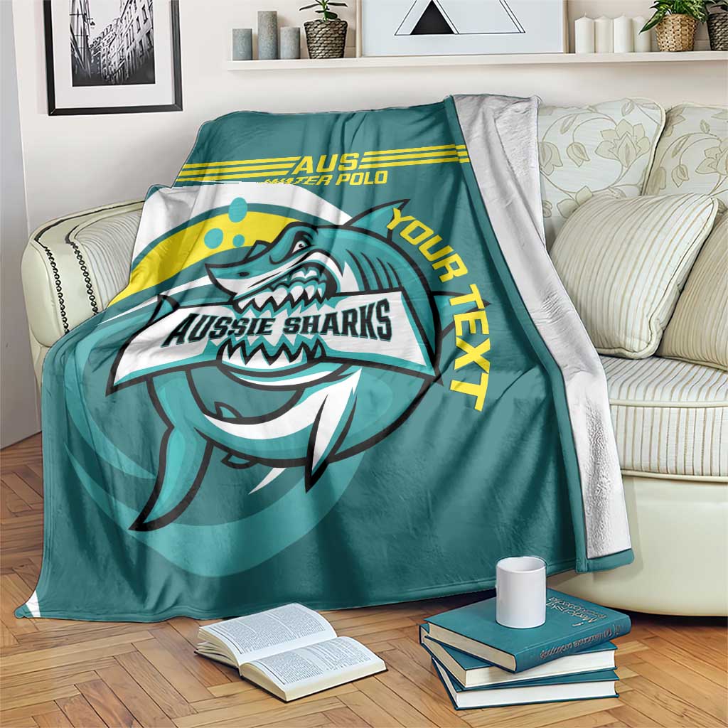 Custom Australia Water Polo 2024 Blanket Aussie Shark Sporty Version
