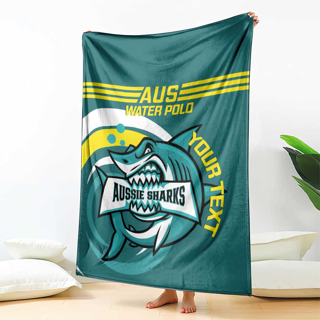 Custom Australia Water Polo 2024 Blanket Aussie Shark Sporty Version