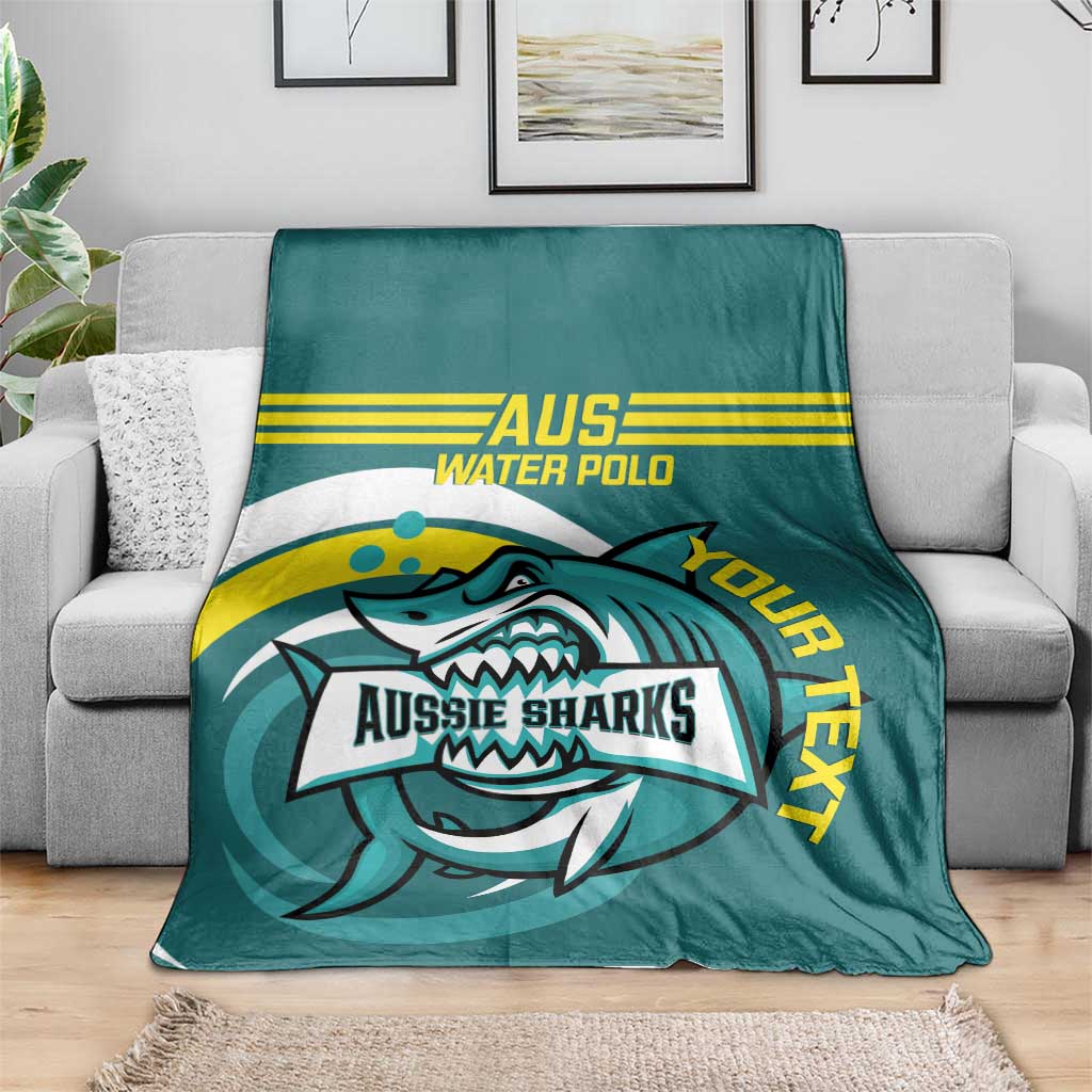 Custom Australia Water Polo 2024 Blanket Aussie Shark Sporty Version