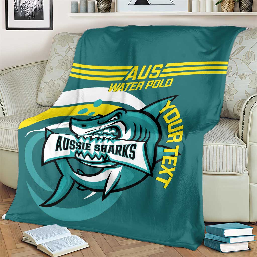 Custom Australia Water Polo 2024 Blanket Aussie Shark Sporty Version